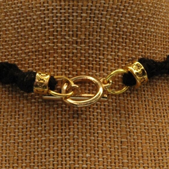 Luxurious Gold Toned Crescent Moon on a Handmade Black 22 1/4" Chain - Picture 5 of 5
